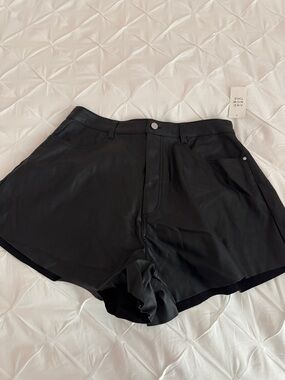 a new day Black High-Waist Satin-Look Shorts